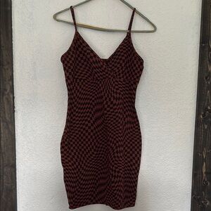 Wild Fable Deep Burgundy Bodycon Mini Dress with Spaghetti Straps for Cocktail